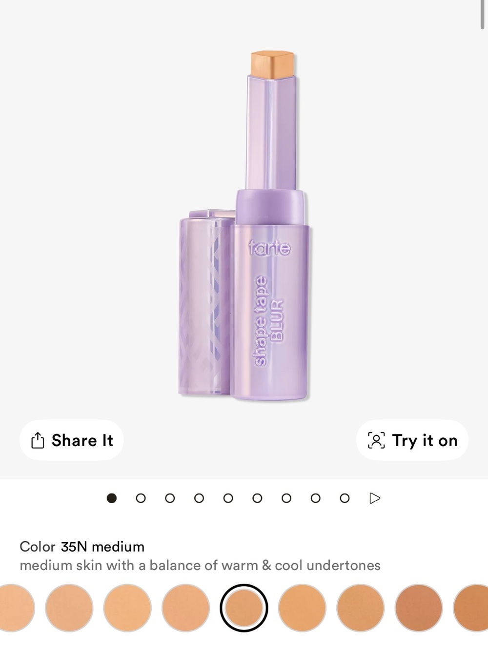 tarte Shape Tape Blur Stick Concealer - Lavender Tube, Warm-Beige Shade